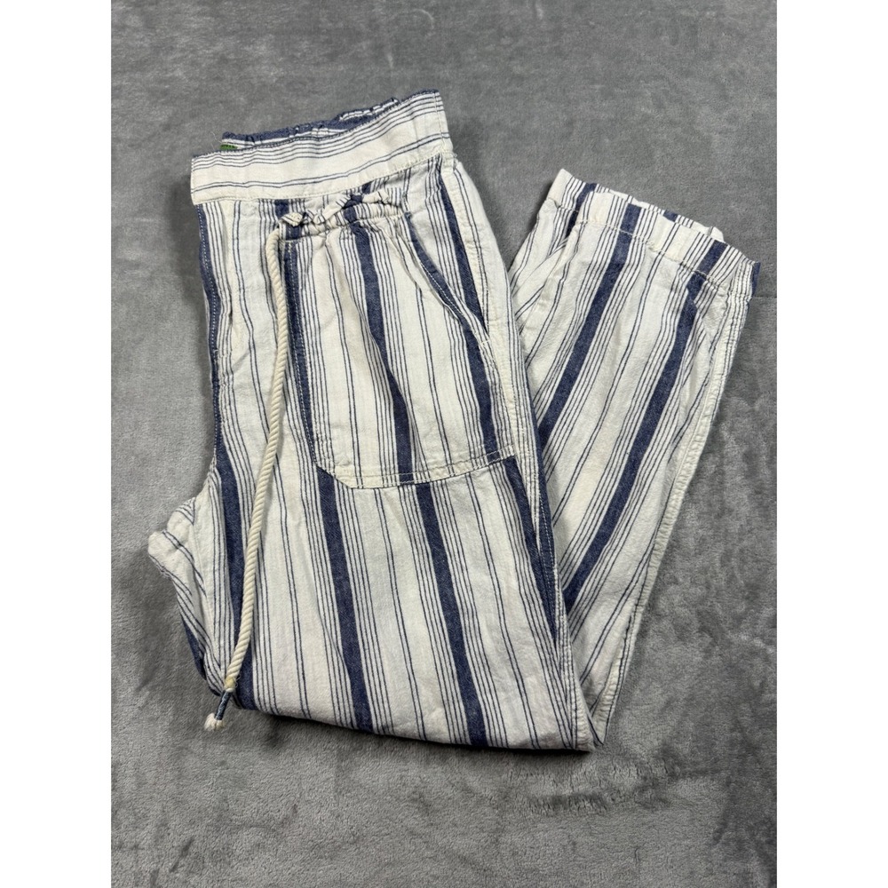 Anthropologie Seashore Striped Linen Blend Drawstring Pants Size 2P - Picture 2 of 13